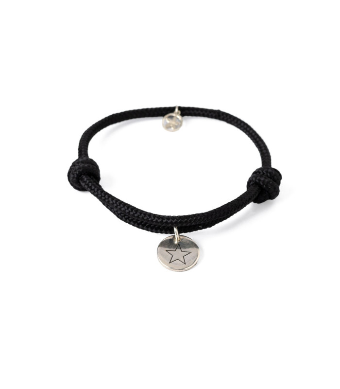 Personalized medal bracelet with black cord