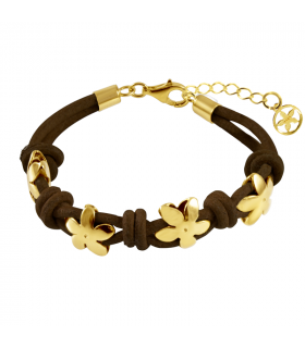 Leather Bracelet and Jasmine gold plated